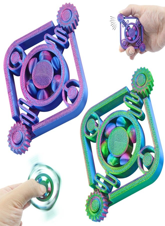 oyeftp 2PCS Fidget Spinners for Teens & Adults, 3D Printed Fidget Spinners Toy ADHD Autism Sensory Stress Relief Toys, Office Desk Toy, Back to School Supplies Easter Party Favors for Teens Desktop Deco Gift - Image 1